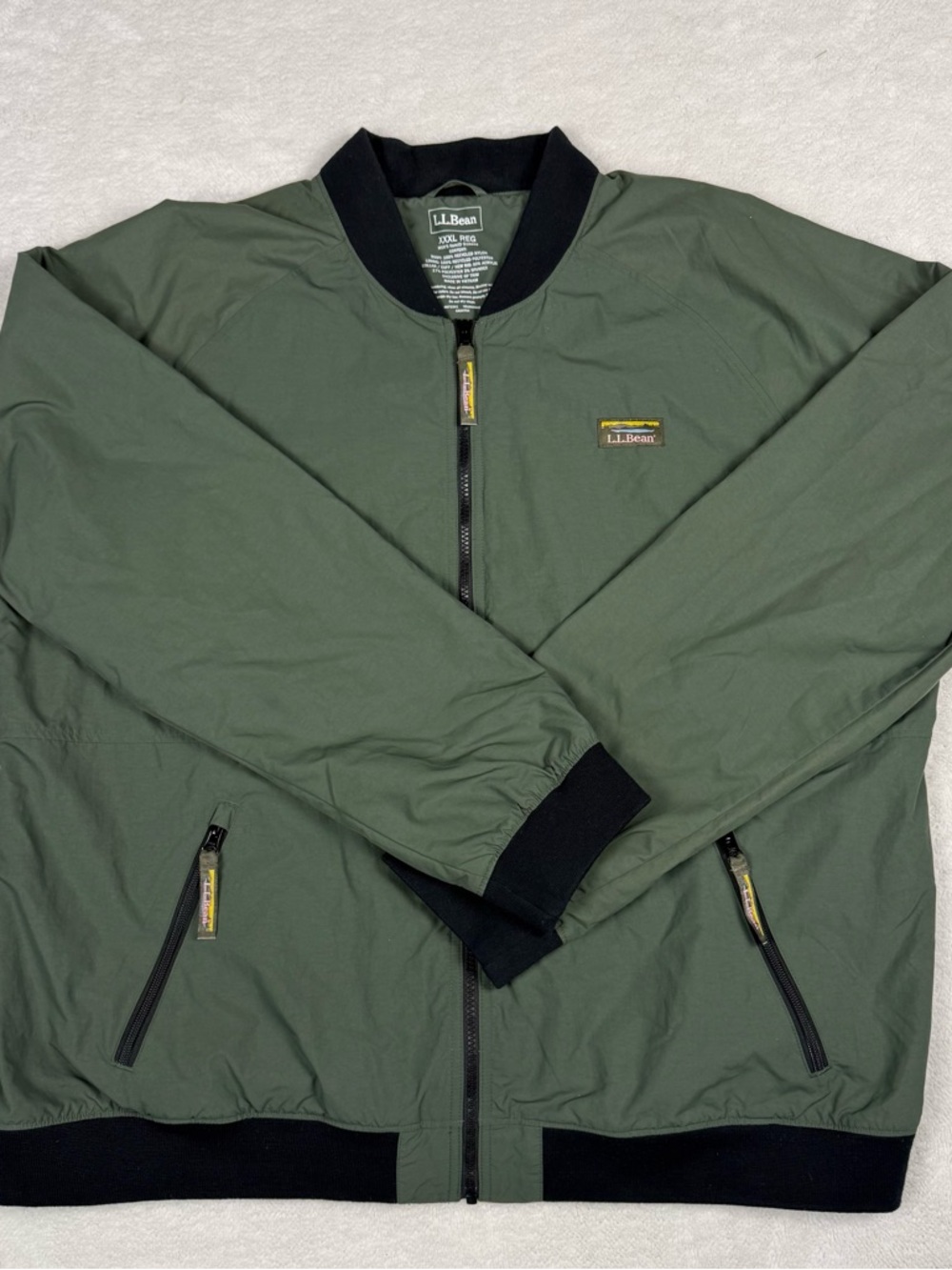 LL Bean 3-Season Waterproof olive green Fleece Lined Bomber Jacket Size XXXL Reg - Picture 2 of 13